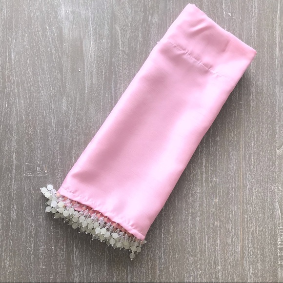 Pink Beaded Curtain Valance - Picture 2 of 6